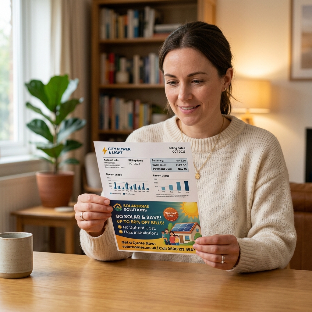 Inside View of Utility Bill with Brand Advertisements