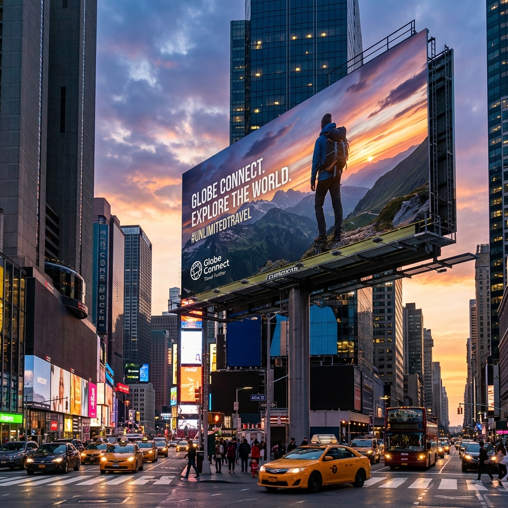 Inside View of Hoarding with Brand Advertisements