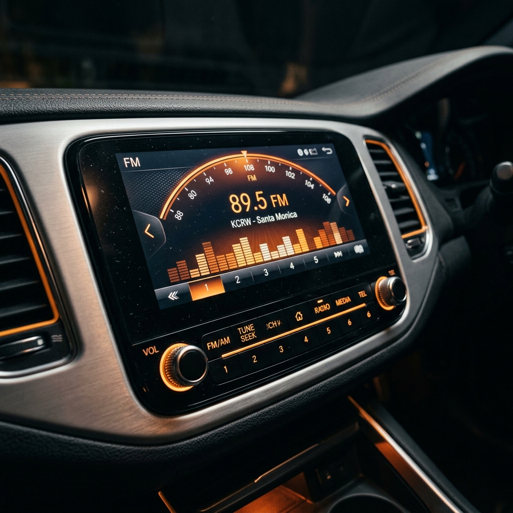 Inside View of Radio with Brand Advertisements